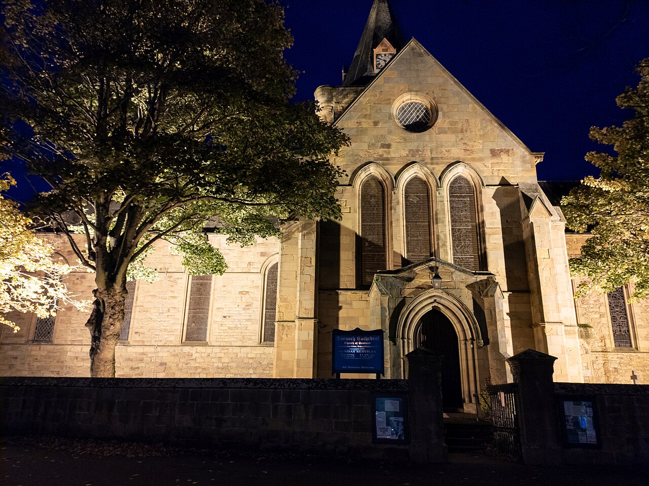 Dornoch Cathedral, showing the stone church and central tower