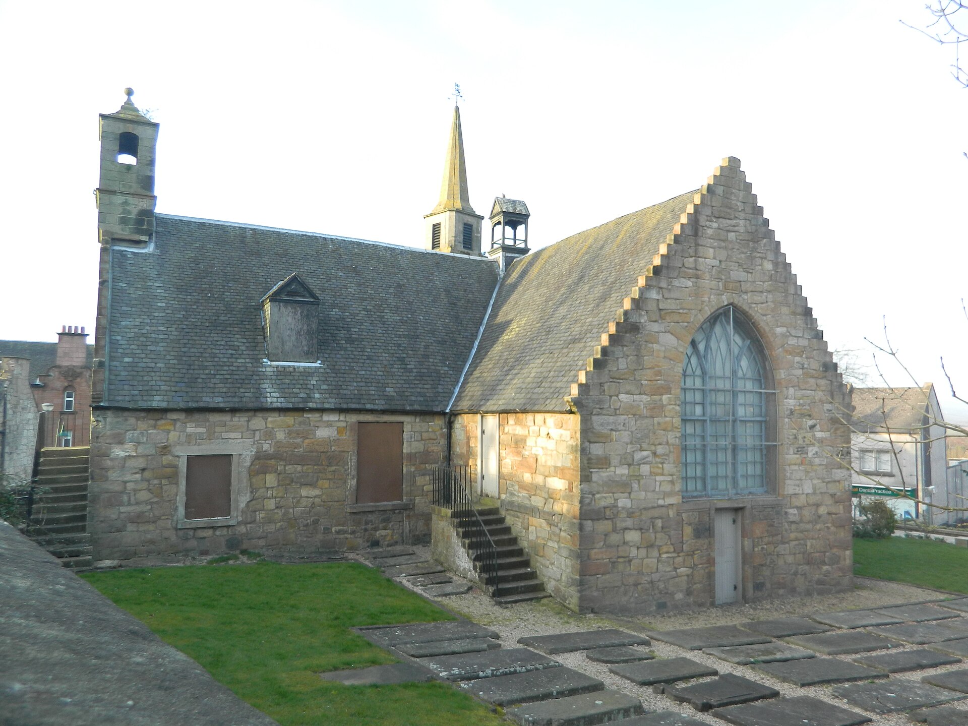 Auld Kirk Museum in Kirkintilloch, viewed across the churchyard
