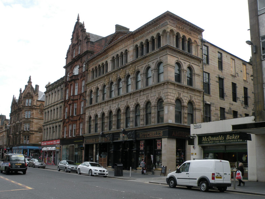 Britannia Panopticon Music Hall above the shopfronts on Trongate, Glasgow