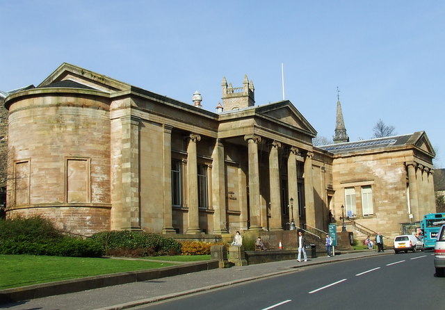 Paisley Museum and Art Galleries, a classical stone building on the High Street