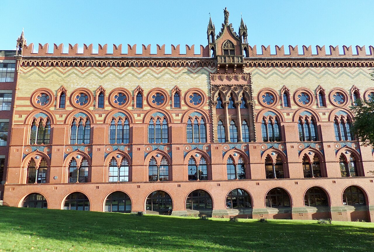 The polychrome Venetian Gothic façade of the former Templeton Carpet Factory beside Glasgow Green