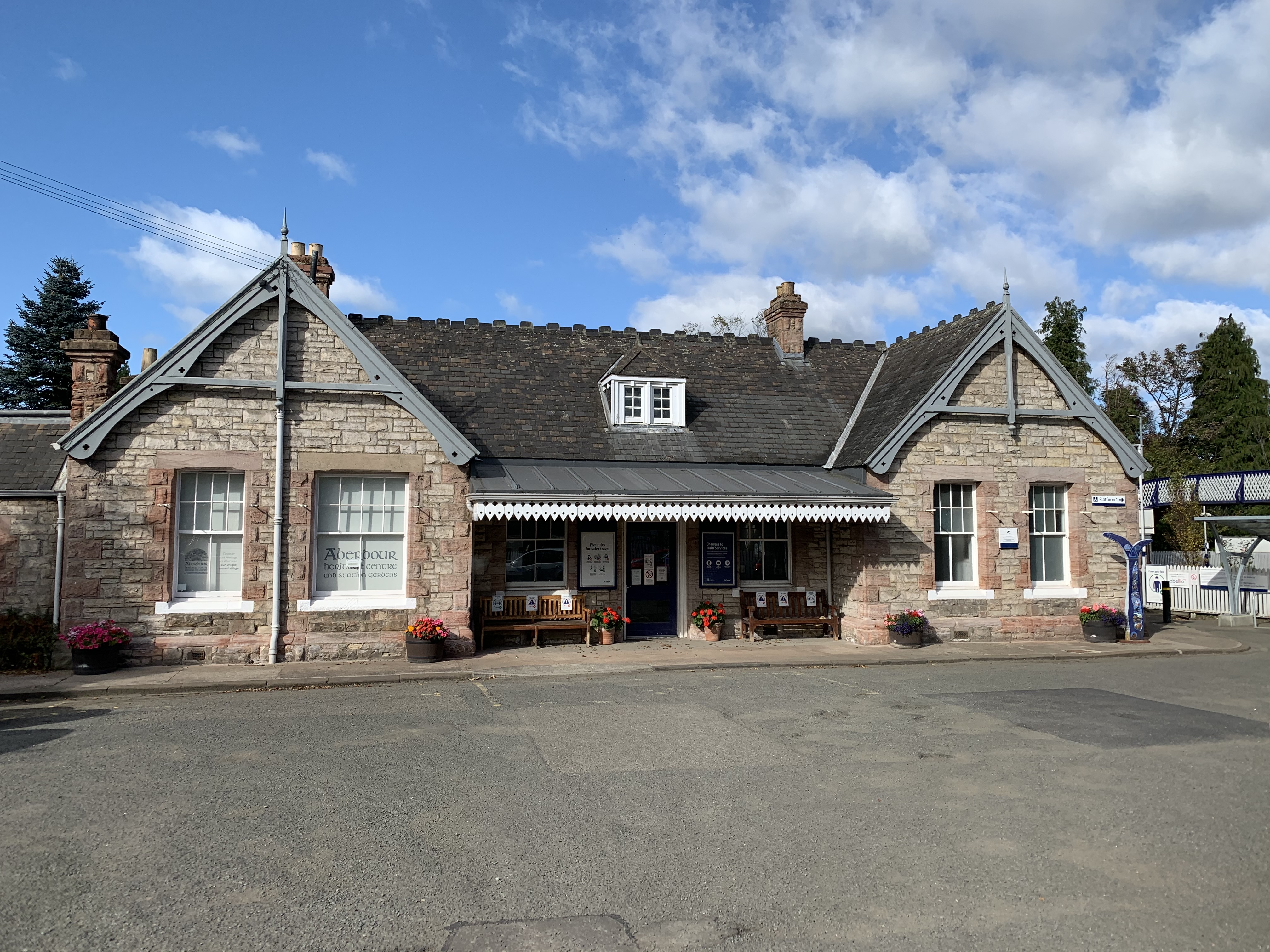 Aberdour Railway Station, showing the listed station buildings and platforms