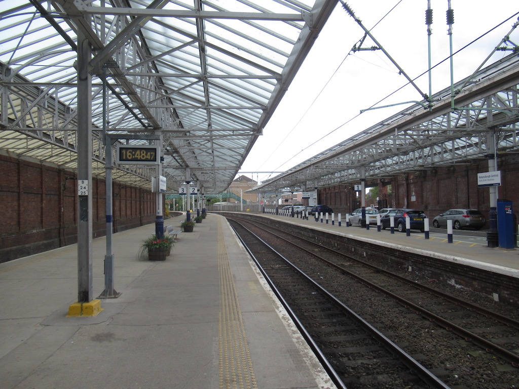 Helensburgh Central Station, showing the station frontage and entrance