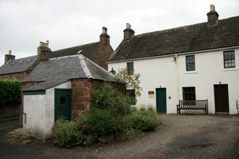 The whitewashed frontage of J. M. Barrie’s birthplace in Kirriemuir.