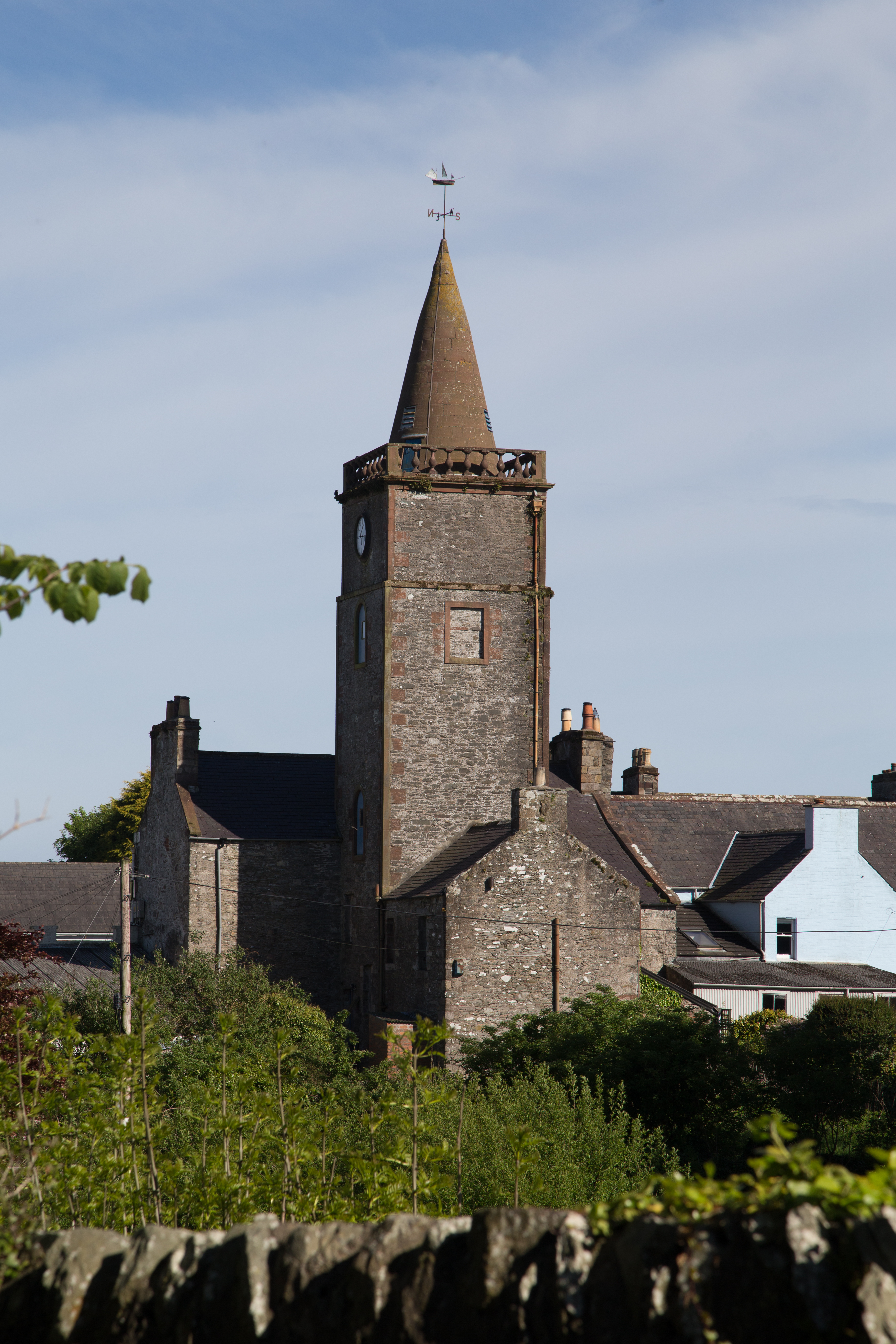 Whithorn Old Town Hall and bell tower viewed from the west on George Street
