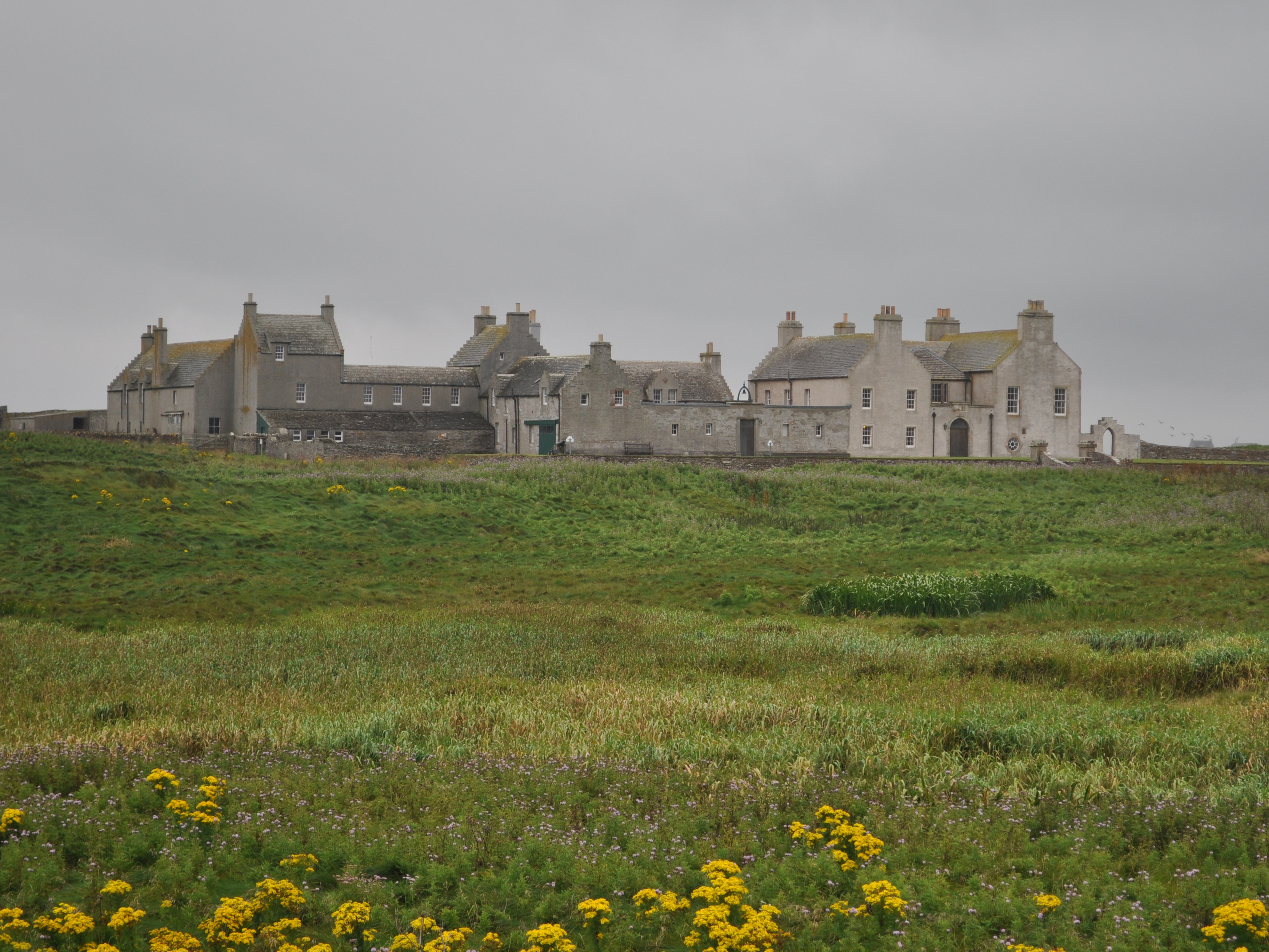 Skaill House in Orkney, seen across its lawn