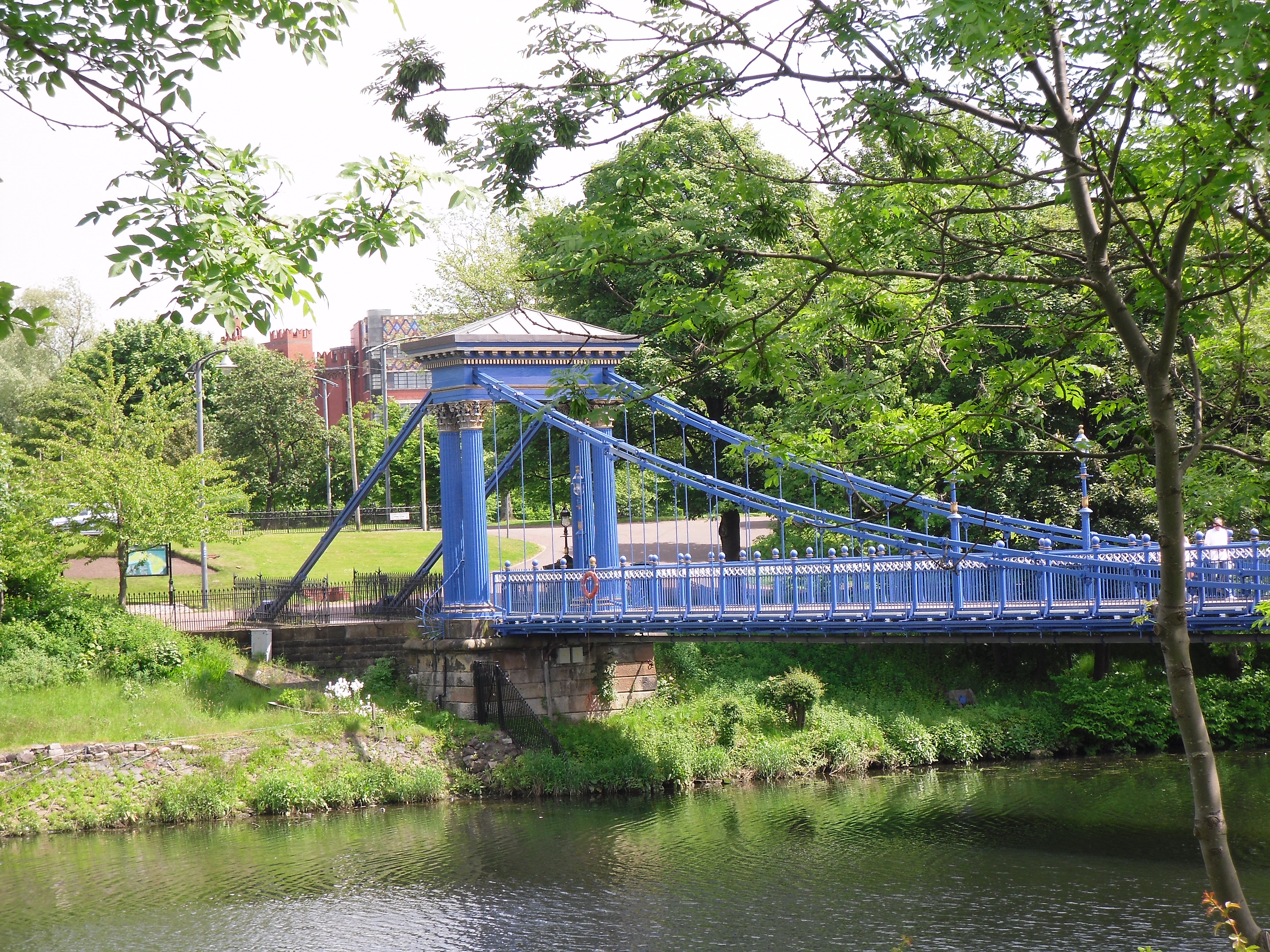 St Andrew’s Suspension Bridge crossing the River Clyde beside Glasgow Green.