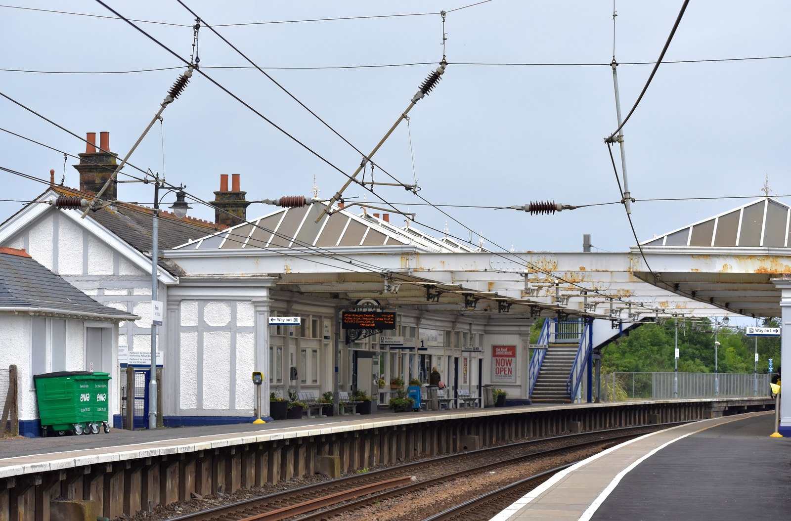 Troon Railway Station, showing the station building and platform canopies