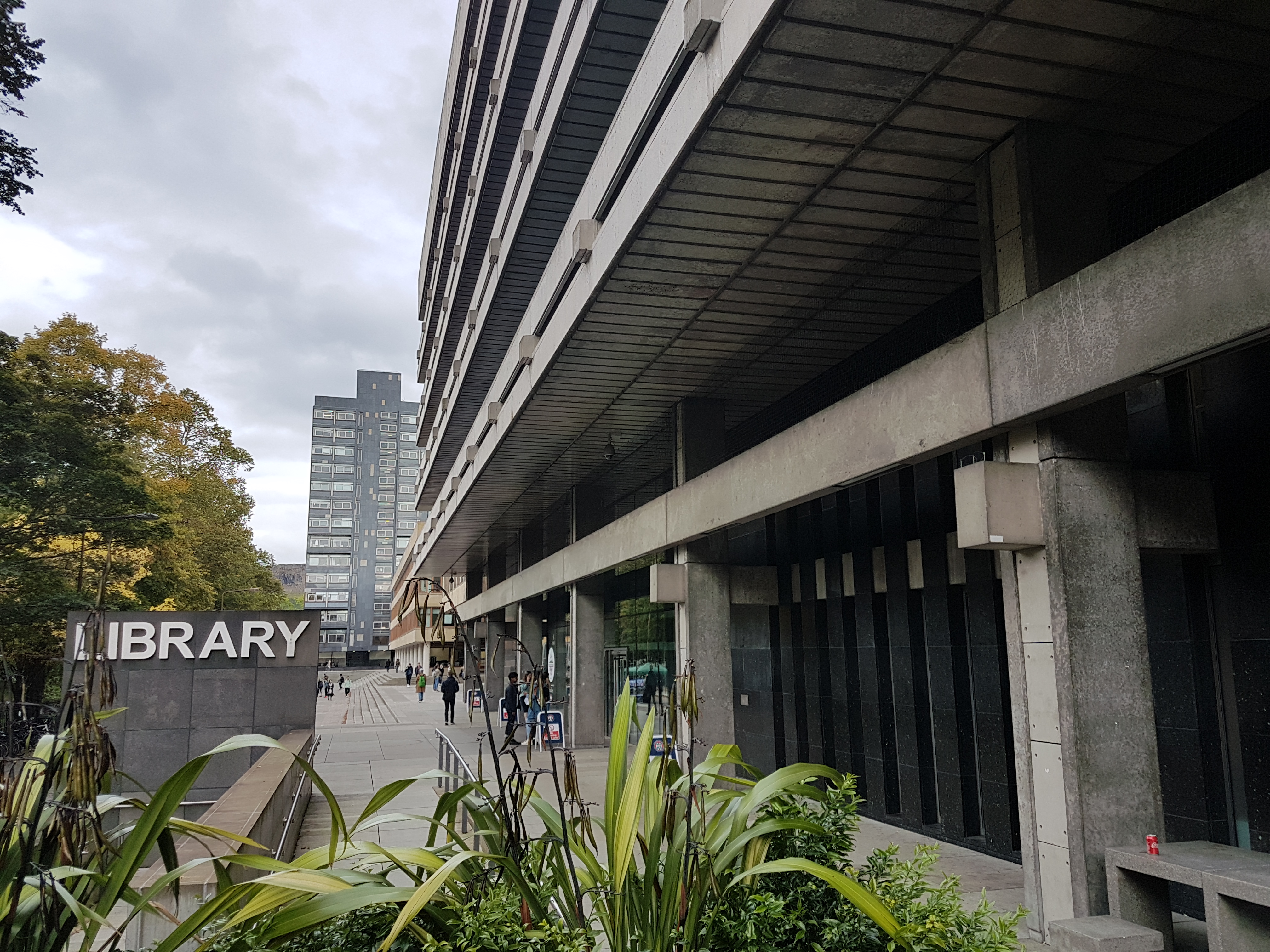 The modernist University of Edinburgh Main Library facing George Square